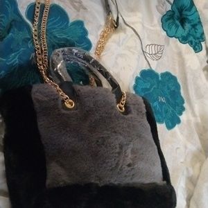 Black and Grey Fur purse